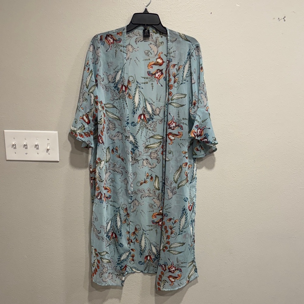 Floral Kimono Cardigan - Blue